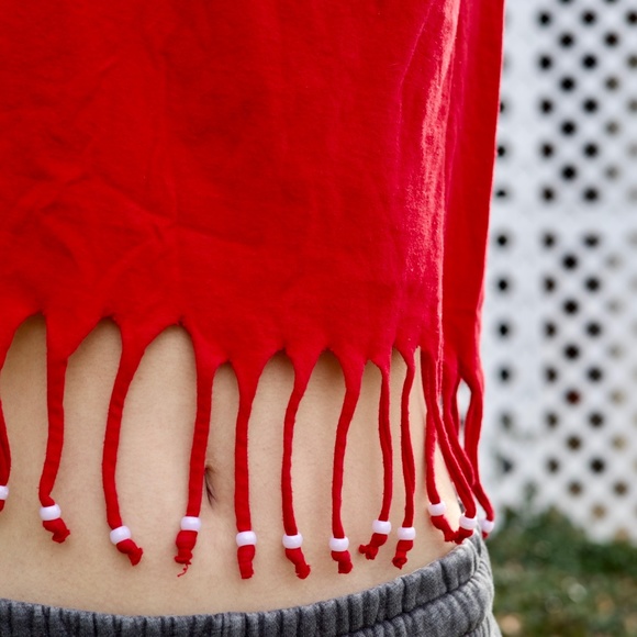 Red boho beaded shirt - Picture 3 of 4